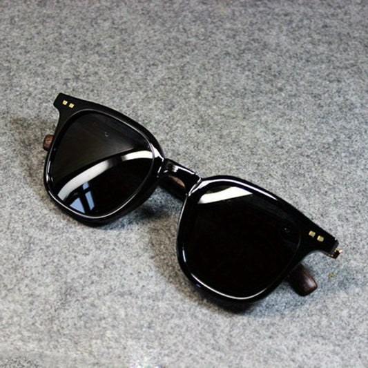 Vintage Polarized Square Sunglasses - Wood Grain UV400 Sun Shades