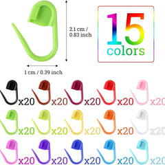 300pcs Stitch Needle Clips & Clear Storage Box DIY Knitting Random Colors