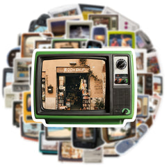 50pcs Retro TV Computer Graffiti Stickers Notebook Luggage Waterproof DIY Toys
