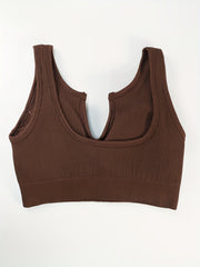Ribbed V neck Beauty Back Yoga Bra Running Sports Bra For Women