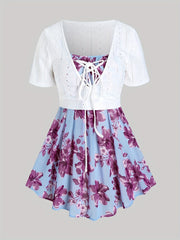 Eyelet Embroidered Short Sleeve Cardigan & Cami Top Two Piece Set