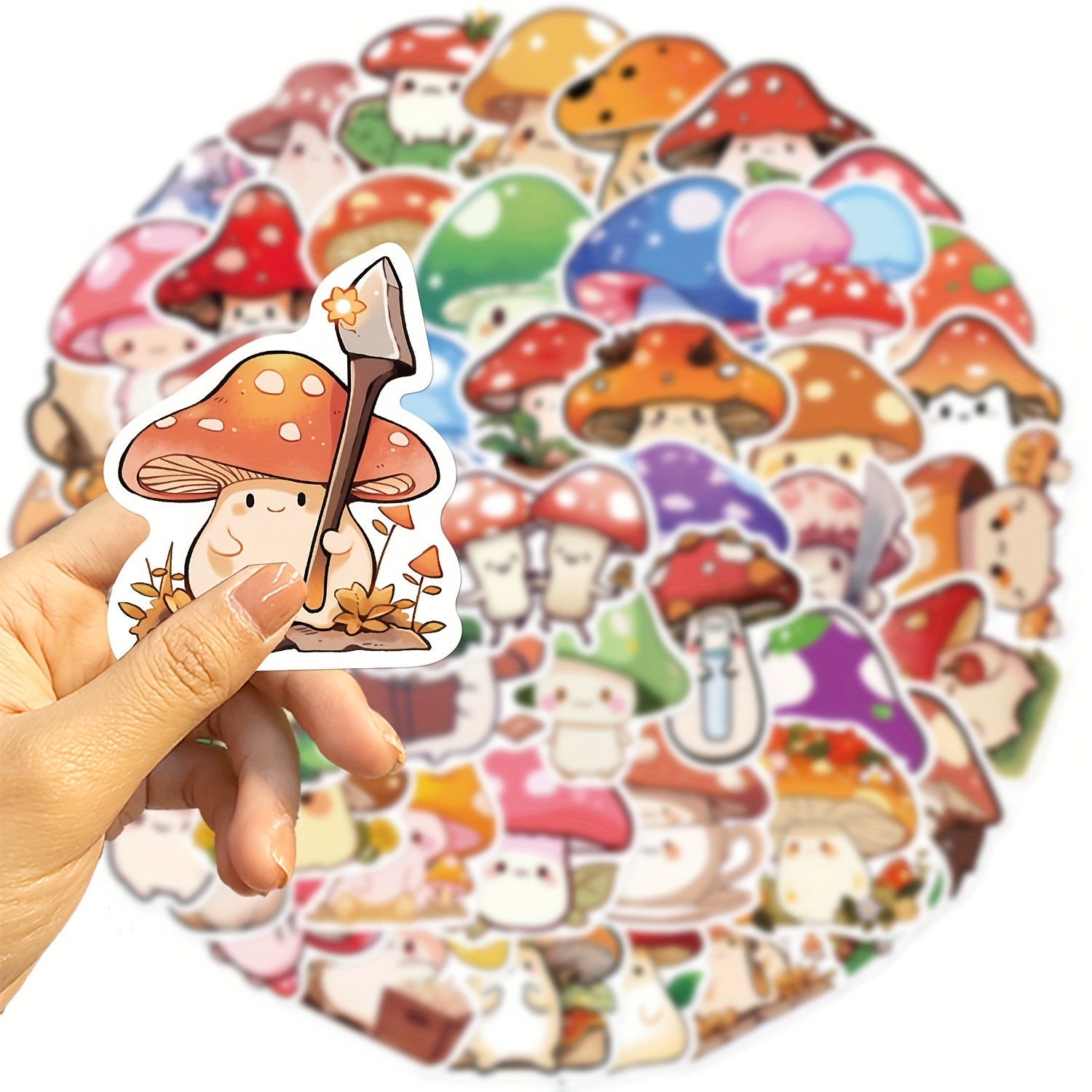50pcs Colorful Mushroom Series Graffiti Sticker Pack Waterproof Handbook DIY