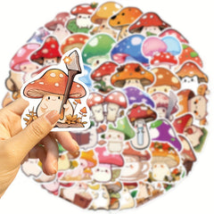 50pcs Colorful Mushroom Series Graffiti Sticker Pack Waterproof Handbook DIY