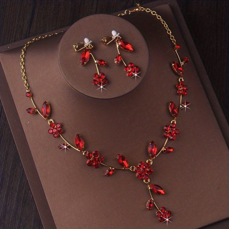 Red Bridal Jewelry Set for Weddings & Performances