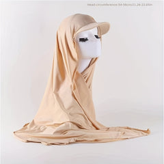 Solid Baseball Cap With Scarf Elastic Hijab Women Ramadan Head Wrap Turban Hats