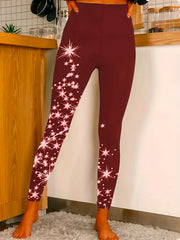 Star Print High Rise Skinny Leggings
