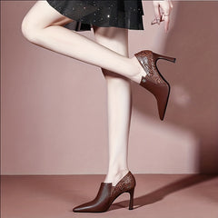 Retro Pattern Ankle Boots Pointed Toe Stiletto Heels
