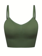 Ruched Scallop Trim Seamless Bralette