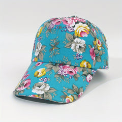 Unisex Large Brim Casual Baseball Cap with Flower Embroidery for Outdoor Sport