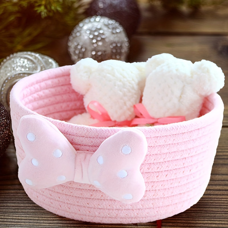 Cotton Rope Storage Basket Cartoon Makeup Organizer