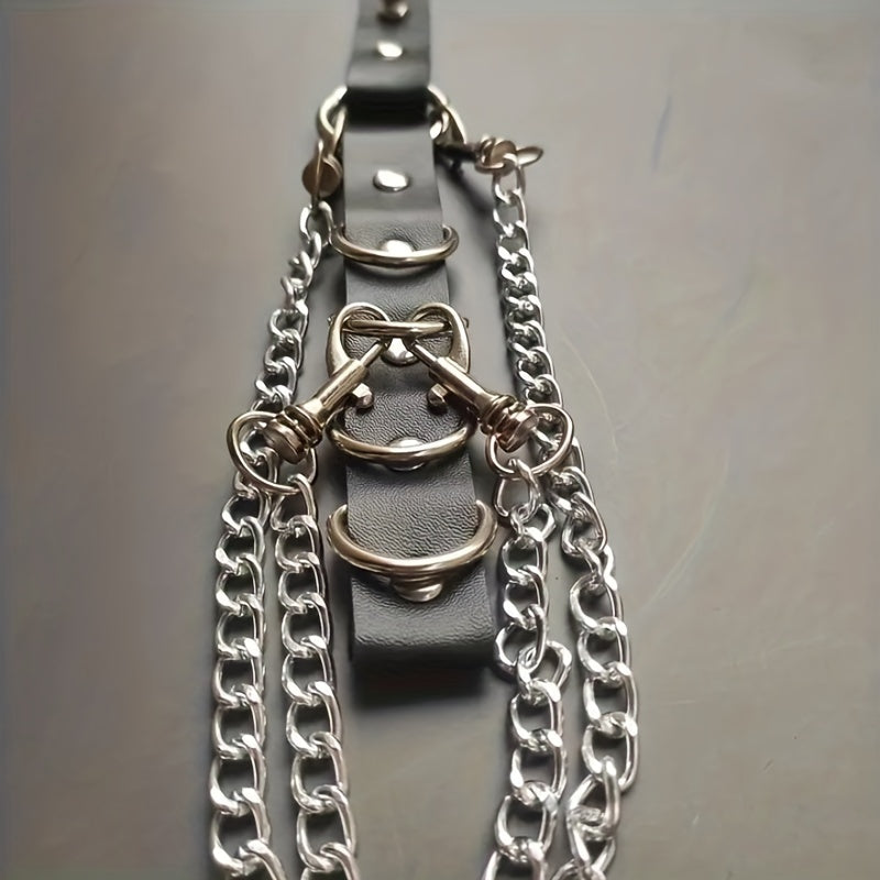 Men's PU Leather Leg Ring Hanging Pants Chain Belt Binding Suspenders
