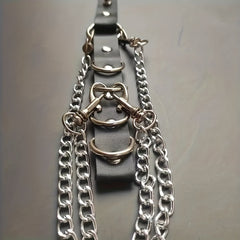 Men's PU Leather Leg Ring Hanging Pants Chain Belt Binding Suspenders