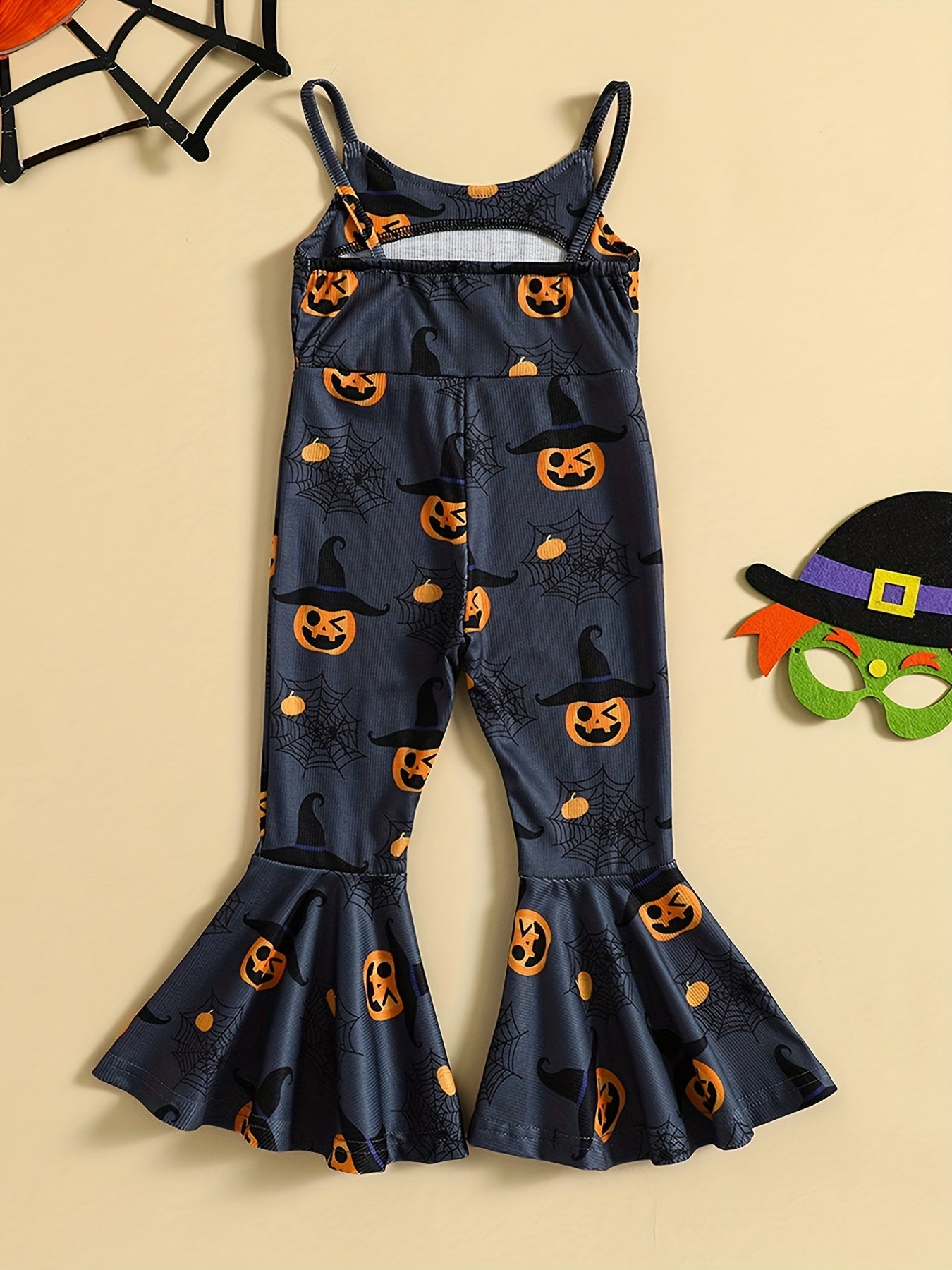 Toddler Halloween Pumpkin Jumpsuit Spaghetti Straps Romper