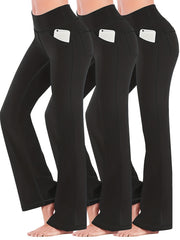 Women's Plus Size Flared Leg Yoga Fitness Trousers 3pcs Set