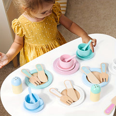 Wooden House Tea Set for Kids - Pretend Play Kitchen Toy