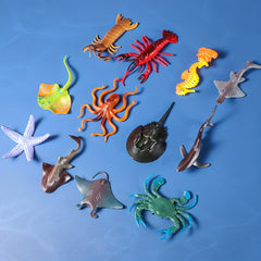 Ocean Sea Animals Figures Set 12pcs Mini Plastic Underwater Life Creatures