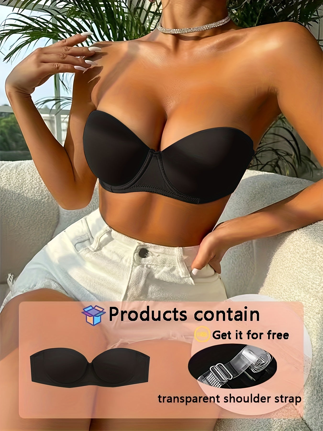 Strapless Solid T Shirt Bra Comfy Push Up Bra Women Lingerie
