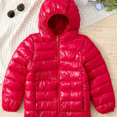 Boys Winter Hooded Coat Cotton Padded Light Warm Jacket