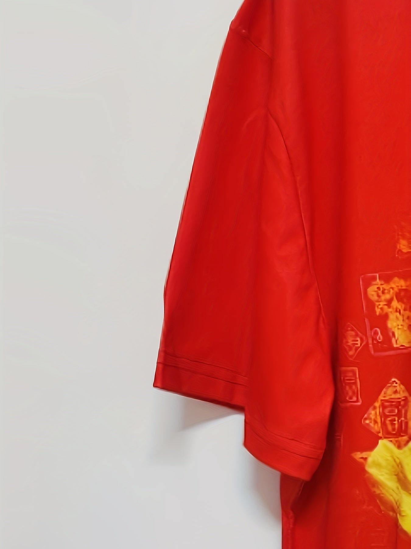 Men's Chinese Character Print T-shirt, Casual Round Neck Tee for Summer