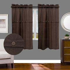 Bohemian Linen Window Curtains Button Rod Pocket Curtains