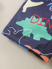 Boys Dinosaur Print Swim Trunks & Cap Set for Beach Vacation