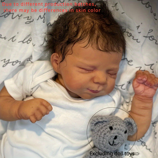 19in Soft Touch Cloth Body Silicone Asleep Reborn Doll Toy Lifelike Doll Gift