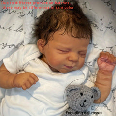 19in Soft Touch Cloth Body Silicone Asleep Reborn Doll Toy Lifelike Doll Gift
