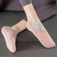 Non-slip Yoga Socks with Silicone Bottom Grips, Straps for Pilates Ballet Dance
