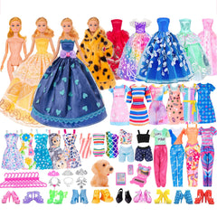 50pcs 11.5 Inch Girl Doll with Clothes Accessories - Doll Coat Princess Gowns Dr