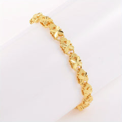 18K Plated Clover Heart Flower Bracelet Birthday Gift