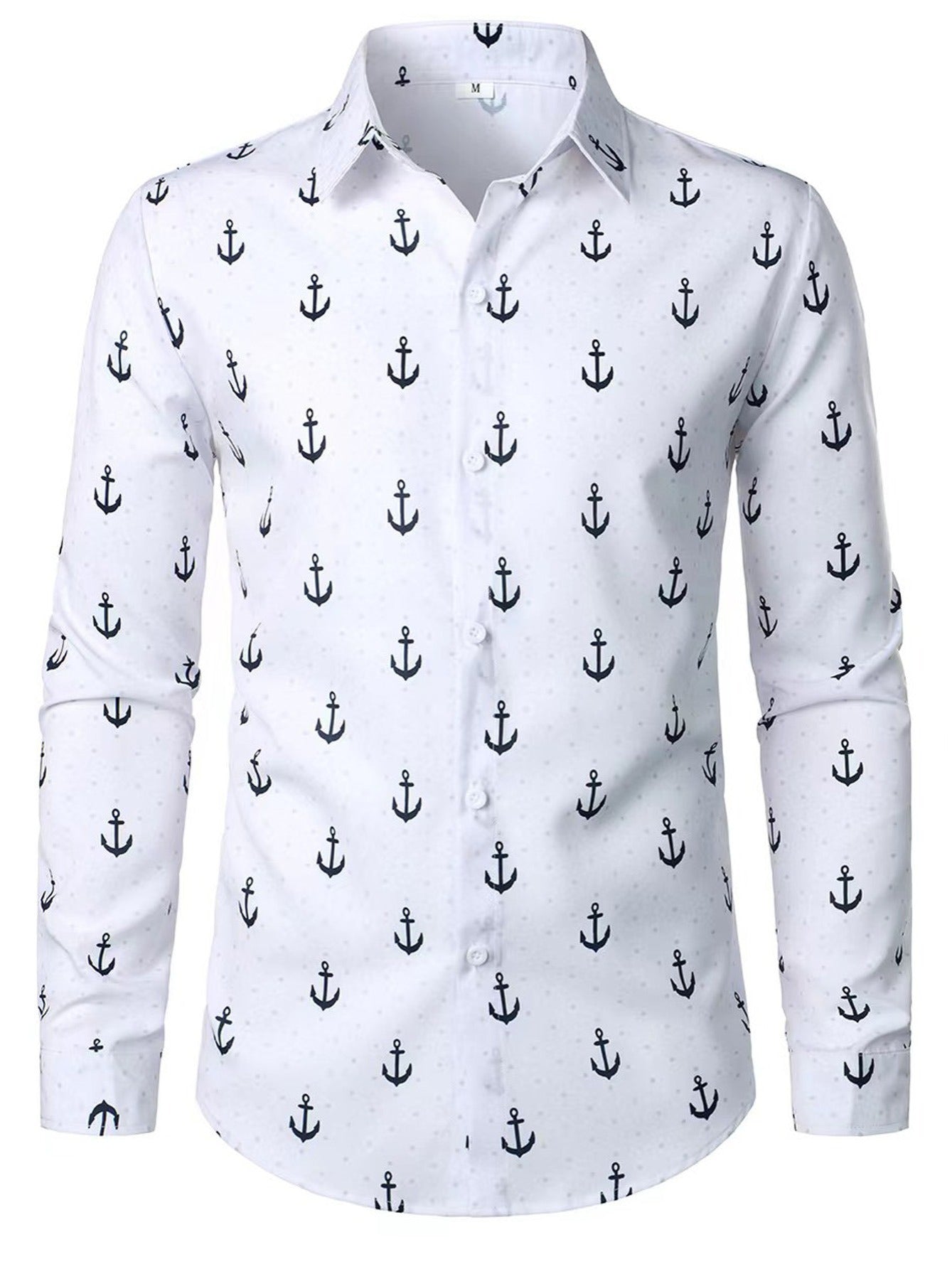 Floral Print Men Long Sleeve Casual Blouse