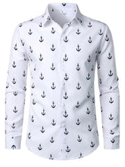 Floral Print Men Long Sleeve Casual Blouse