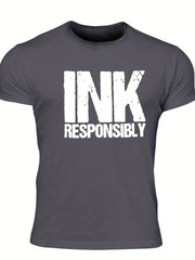 INK Responsibly Men's Print T Shirt Stretchy Crew Neck Tee