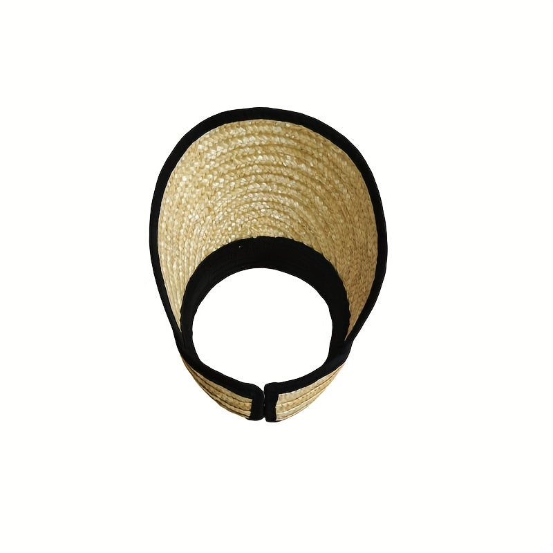 Vintage Straw Sun Visor Hat Lightweight UV Protection Summer Sun Hats