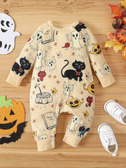 Infant Halloween Cartoon Print Long-sleeved Jumpsuit