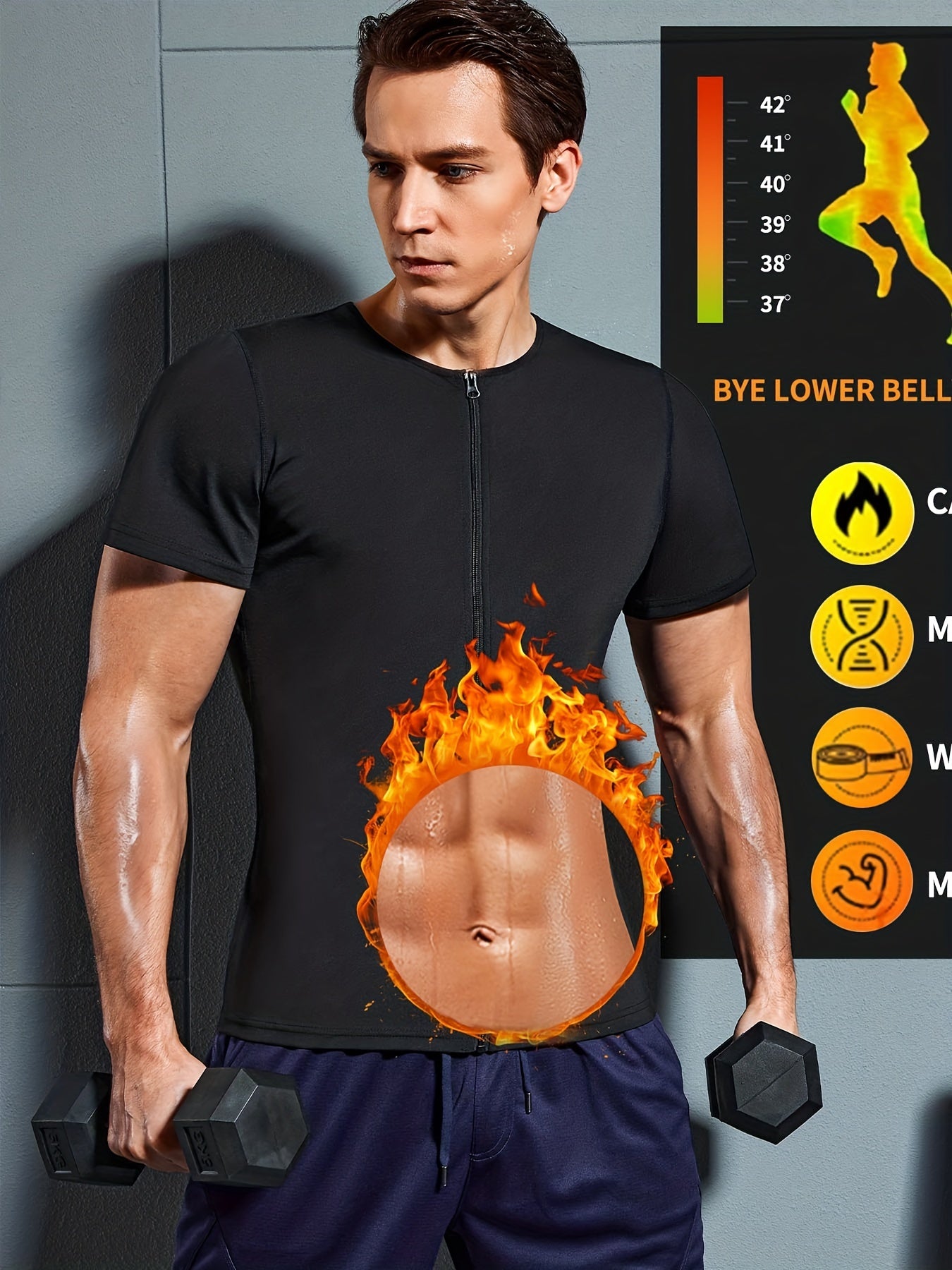 Men's Sauna Sweat Tights Short Sleeve T shirt