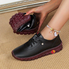 Women's Faux Leather Sneakers Lace Up Walking Shoes