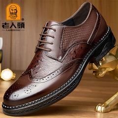 LAORENTOU Men's Leather Wingtip Brogue Oxford Derby Formal Dress Shoes