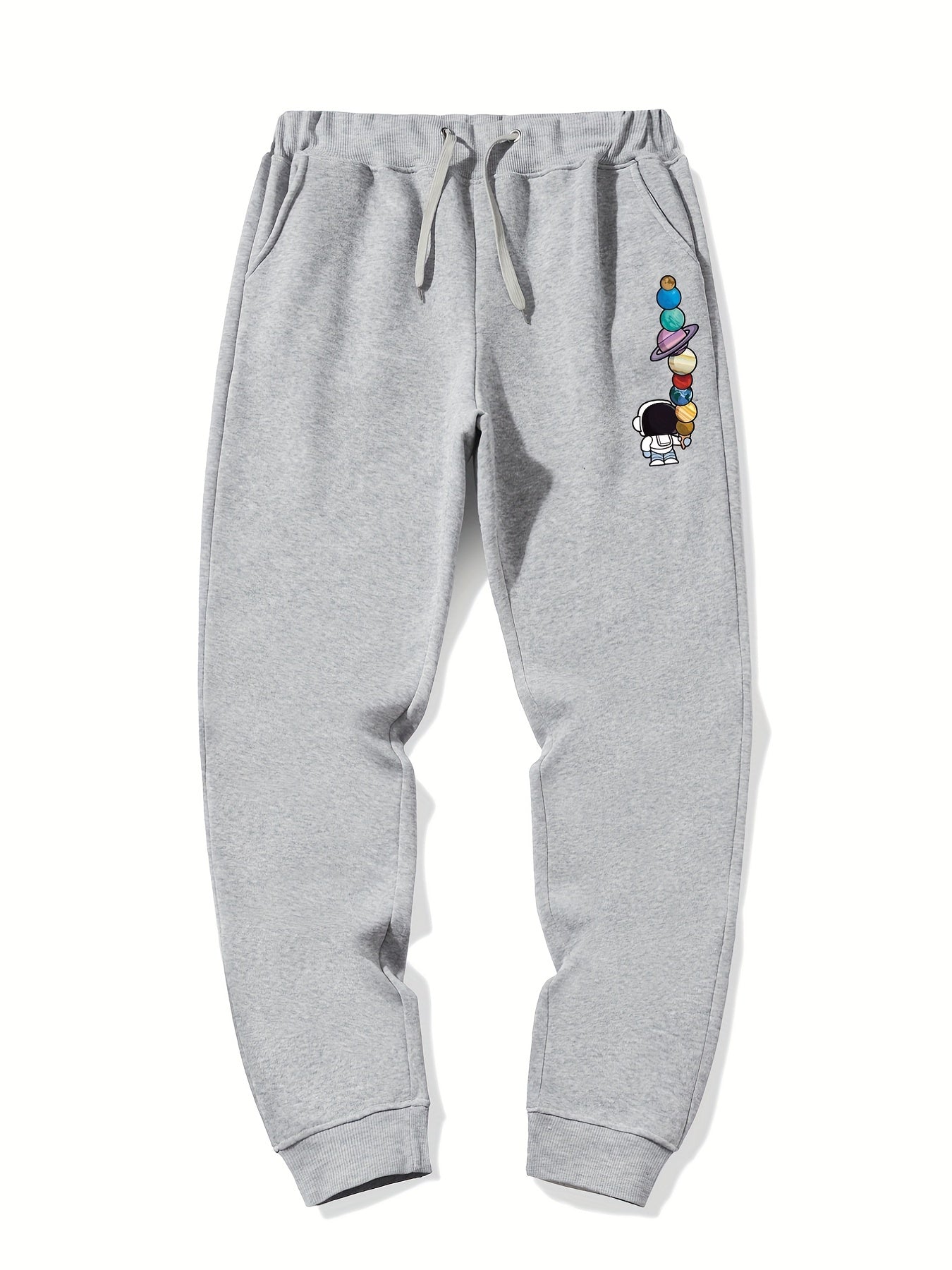 Astronaut Planet Print Men's Drawstring Sweatpants