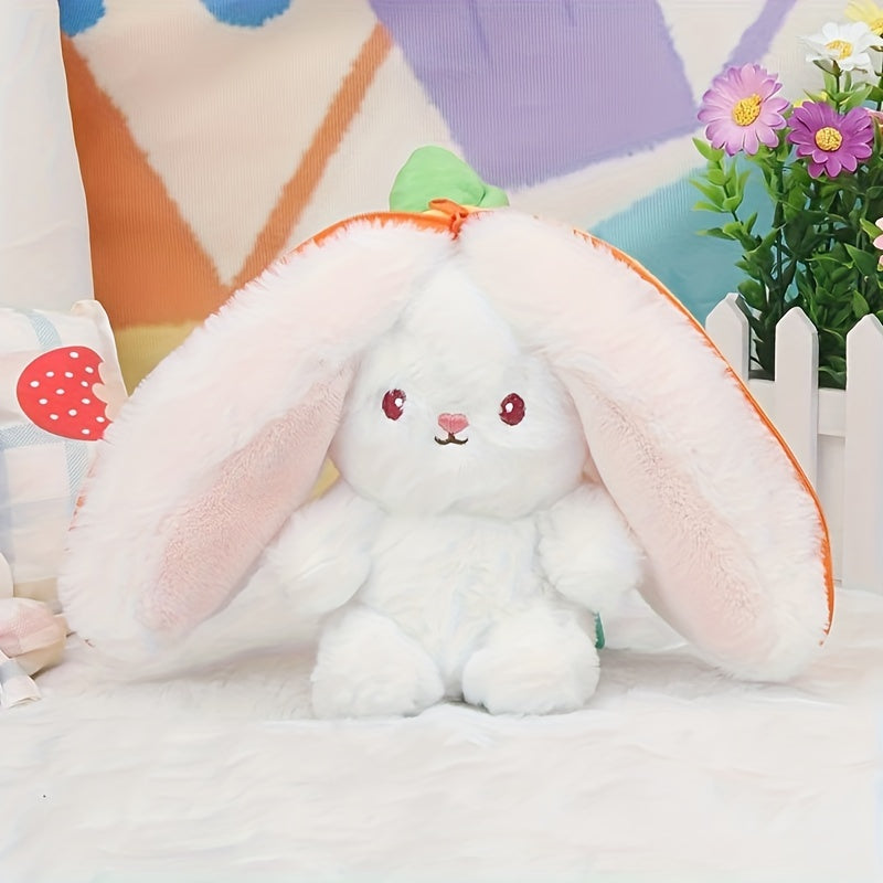 Reversible Bunny Pillow Plush With Zipper Perfect Birthday Christmas Year Gift