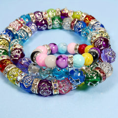 100pcs Silver Plated Round Interval Beads Czech Crystal Rhinestones