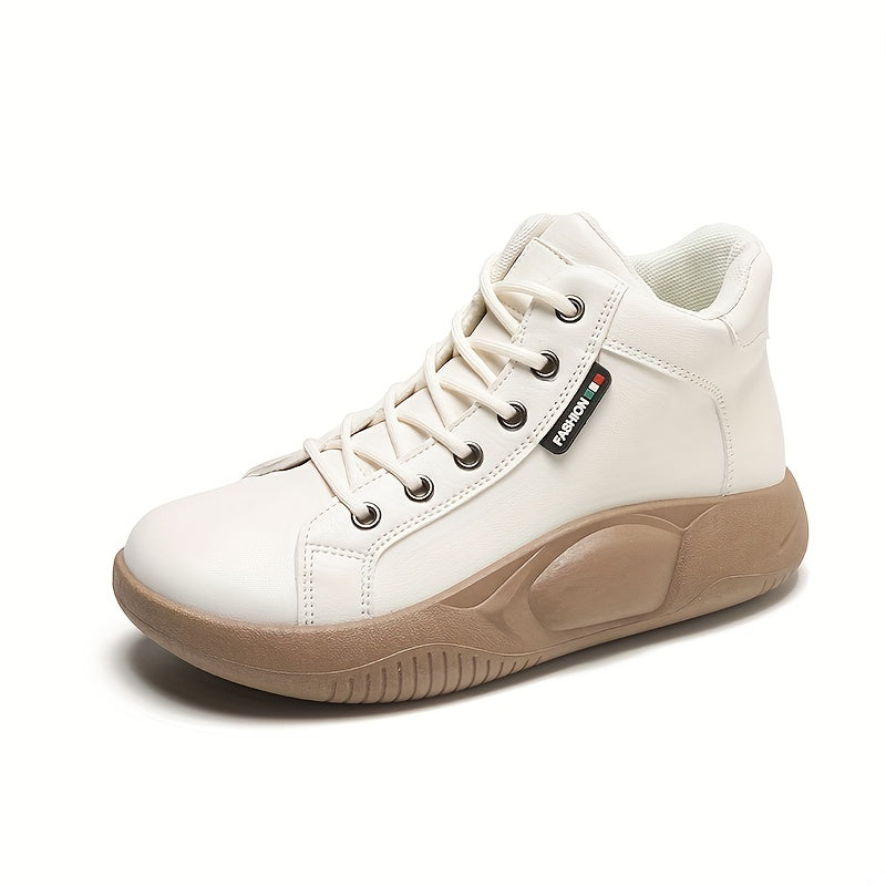 Women's Round Toe Lace-Up Platform Sneakers Comfortable Shoes