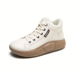 Women's Round Toe Lace-Up Platform Sneakers Comfortable Shoes