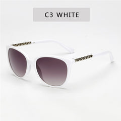 Vintage Round Sunglasses Gradient Metal Cat Eye Shades Women