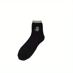 5 Pairs Bear Embroidery Ankle Socks for Summer Sports