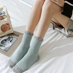 5 Pairs Women's Winter Coral Velvet Mid-calf Socks