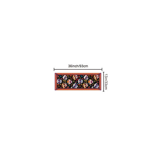 Mexican Style Skull Linen Table Runner Halloween Decor