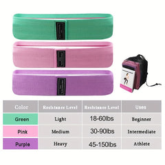 3pcs Hip Training Resistance Ropes for Fitness Stretching Bands