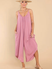 Ruched Jumpsuit Spaghetti Strap Wide Leg Jumpsuit