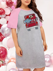 Elephant & Car Print Raglan Sleeve Nightdress